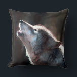 Wolf Howling Lone Wolf Cushion<br><div class="desc">Wolf howling,  if you love wolves or are a lone wolf this is for you.  Take this wild wolf home with you and live on the wild side.</div>