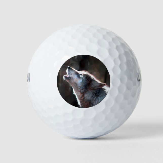 Wolf Howling Lone Wolf Golf Balls (Front)