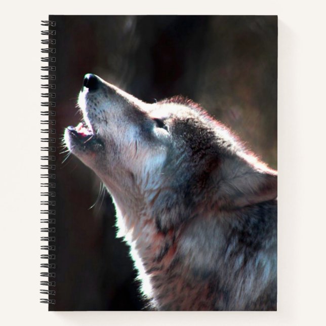 Wolf Howling Lone Wolf Notebook (Front)