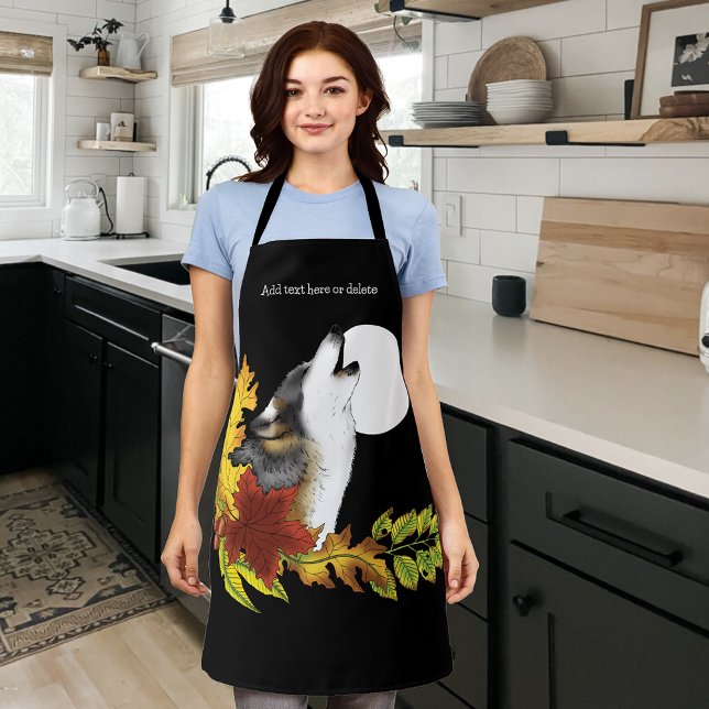 Wolf Howling Moon Apron (Creator Uploaded)