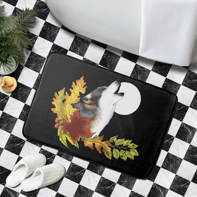 Wolf Howling Moon Bath Mat (Creator Uploaded)