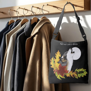 Wolf Howling Moon Crossbody Bag