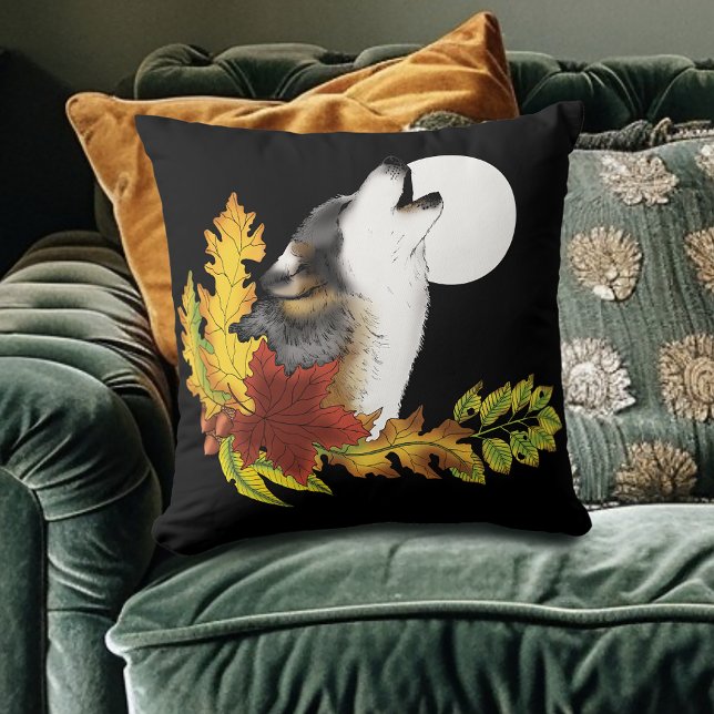 Wolf Howling Moon Cushion (Creator Uploaded)