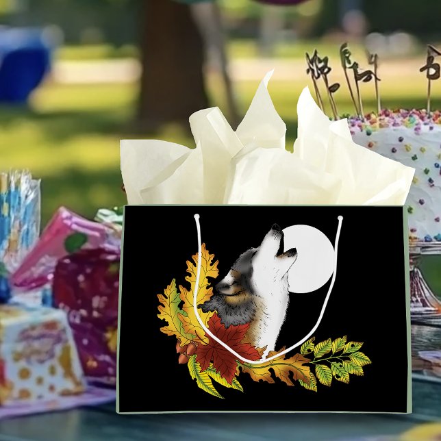 Wolf Howling Moon Large Gift Bag (Creator Uploaded)