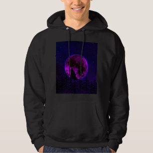 WOLF HOWLING MOON MAGENTA  HOODIE