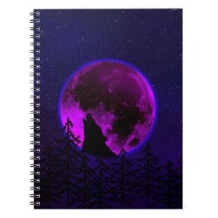 WOLF HOWLING MOON MAGENTA NOTEBOOK