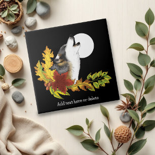 Wolf Howling Moon Tile