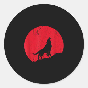Wolf howling moon wolves scary night halloween classic round sticker