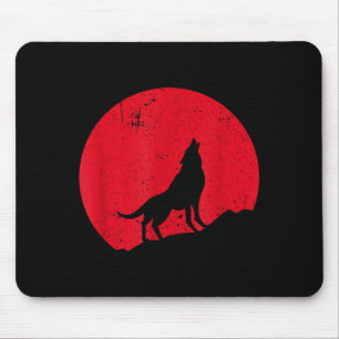 Wolf howling moon wolves scary night halloween mouse mat