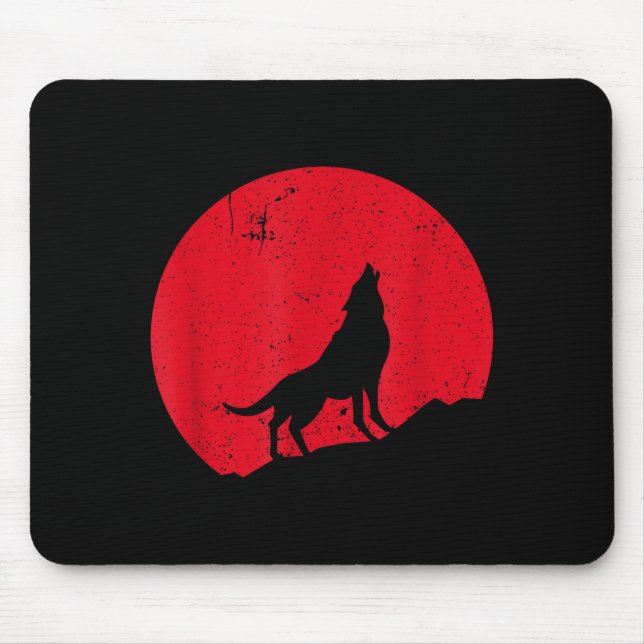 Wolf howling moon wolves scary night halloween mouse mat (Front)