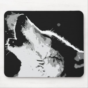 Wolf Howling Mouse Mat