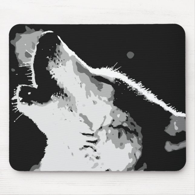 Wolf Howling Mouse Mat (Front)