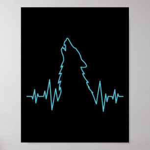 Wolf Howling Pulse Heartbeat Wolves Costume Animal Poster