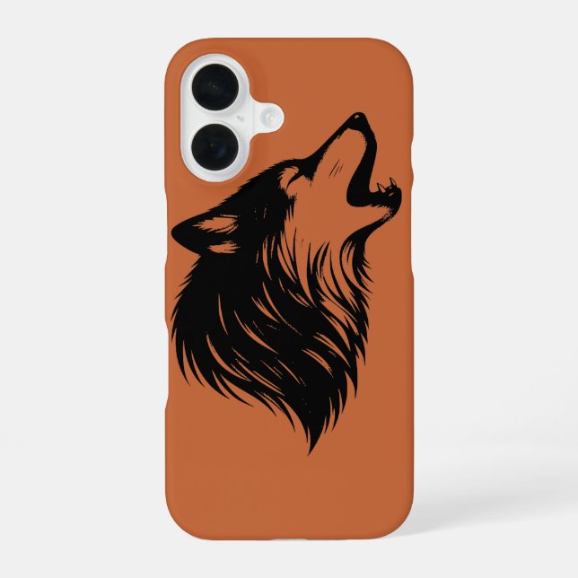 Wolf Howling Silhouette iPhone 16 Case (Back)