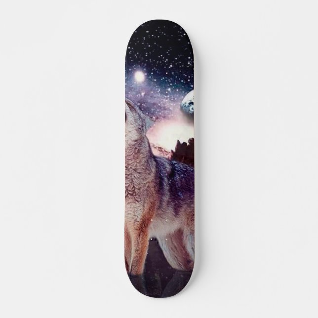 Wolf howling through the universe skateboard (Front)