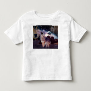 Wolf howling through the universe toddler T-Shirt