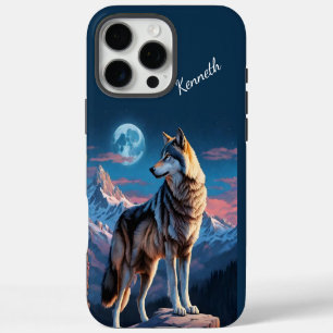 Wolf Howling Under Lunar Glow iPhone 16 Pro Max Case