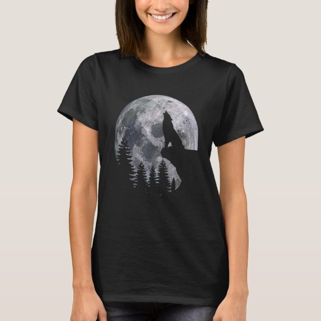wolf howling under the moon light T-Shirt (Front)