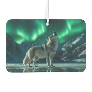 Wolf Howling Under the Northern Lights Car Air Freshener