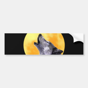 Wolf howls at the full moon bumper sticker