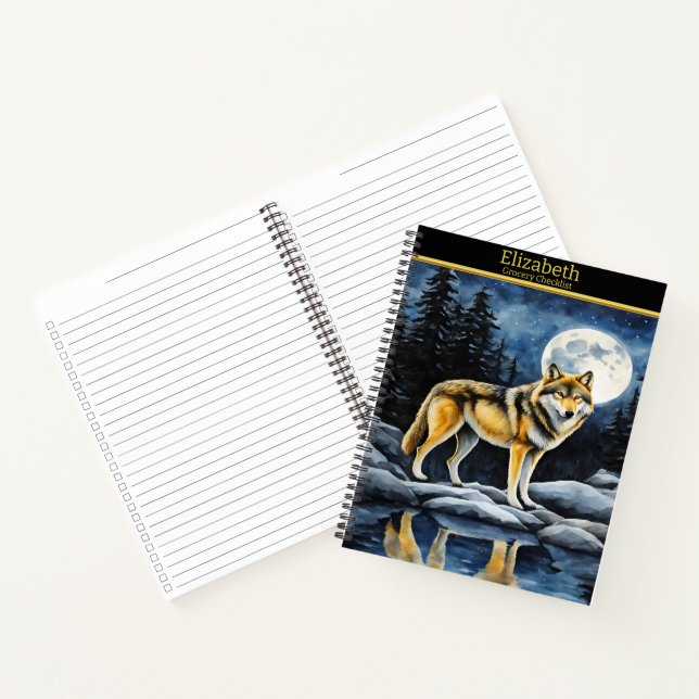 Wolf howls at the full moon notebook (Inside)