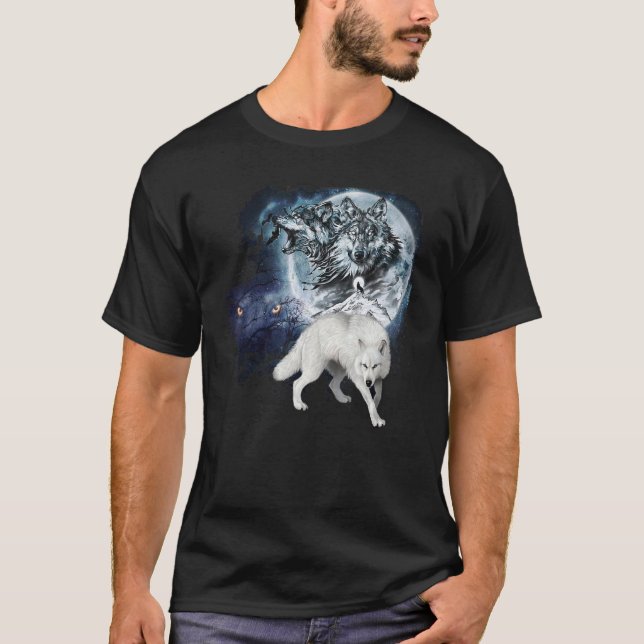 Wolf Hunting Ground Icy Forest Nature T-Shirt (Front)