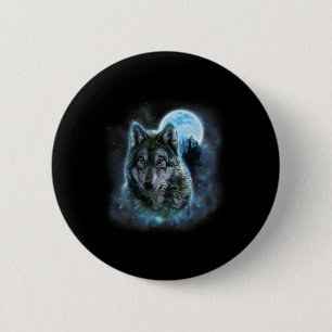 Wolf Icy Moon Galaxy Hunting Ground Grey Wolves Fo 6 Cm Round Badge