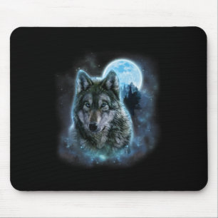 Wolf Icy Moon Galaxy Hunting Ground Grey Wolves Fo Mouse Mat