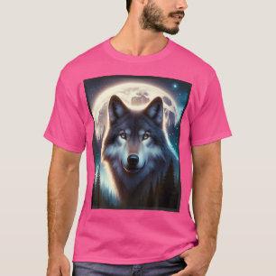 Wolf Icy Moon Galaxy Hunting Ground Grey Wolves Fo T-Shirt