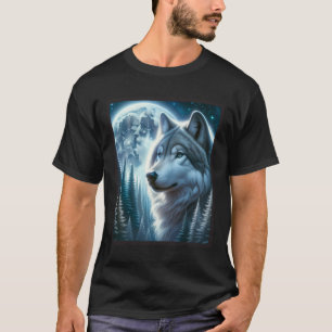 Wolf Icy Moon Galaxy Hunting Ground Grey Wolves Fo T-Shirt