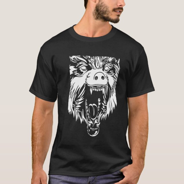 Wolf Illustration Black Art Modern Trendy  T-Shirt (Front)