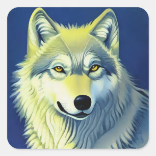 Wolf Illustration Square Sticker