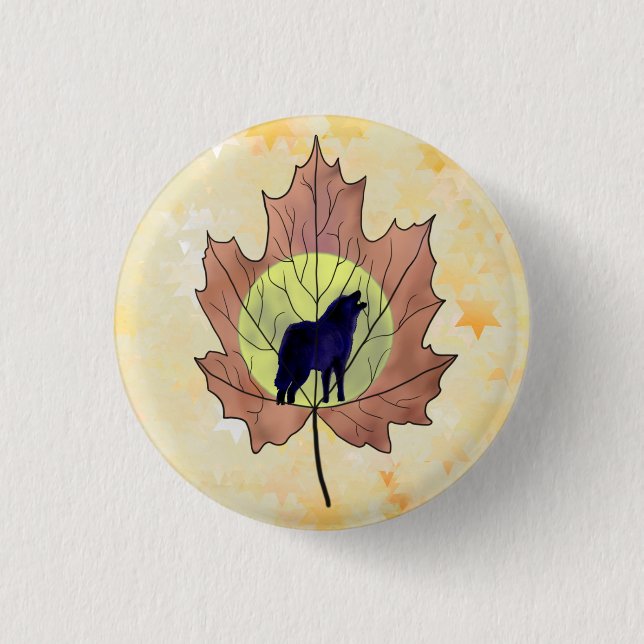 Wolf im Ahornblatt 3 Cm Round Badge (Front)