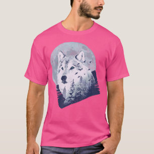 Wolf In A Forest Moon Arctic White Wolf T-Shirt