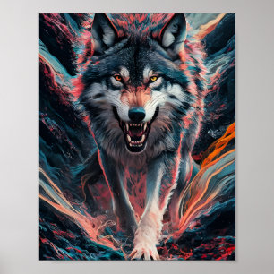 Wolf in Abstract Art poster