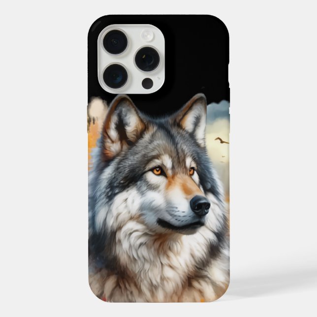 Wolf in Autumn Colours: Nature’s Beauty Unleashed iPhone Case (Back)