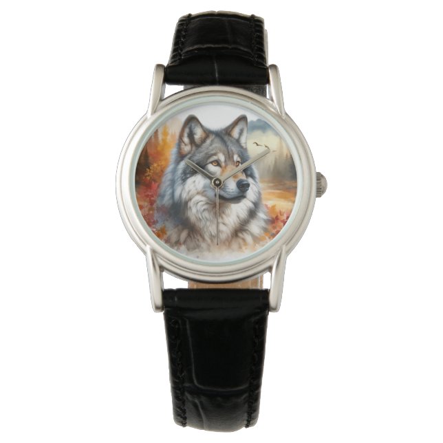 Wolf in Autumn Colours: Nature’s Beauty Unleashed Watch (Front)