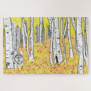 Wolf In Autumn Woods Jigsaw Puzzle