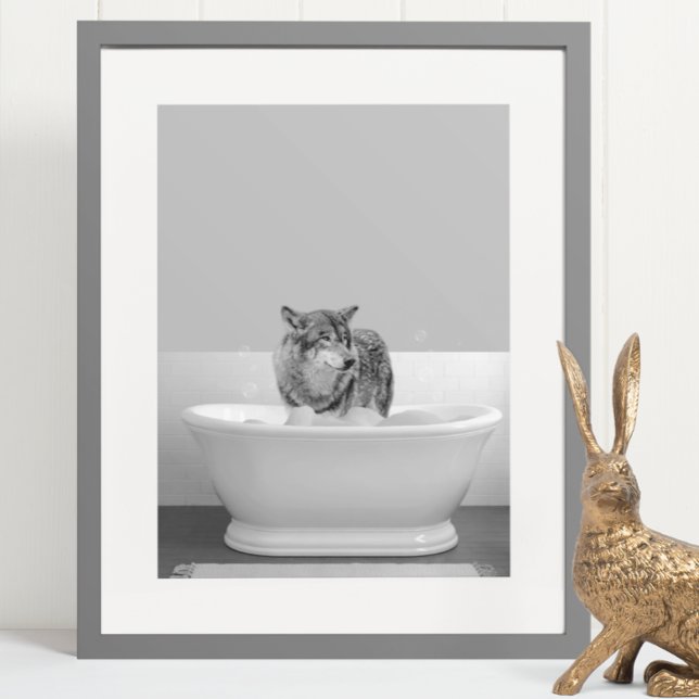 Wolf in Bathtub Bubble bath Poster (Creator Uploaded)