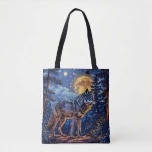 Wolf in forest tote bag