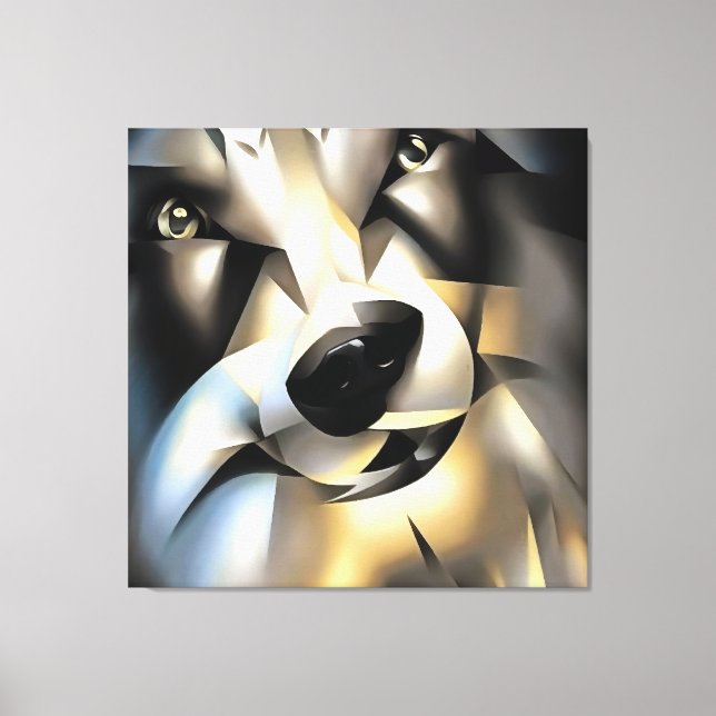Wolf In Geometric Art Style Canvas Print (Front)