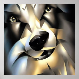 Wolf In Geometric Art Style Poster