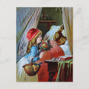 Wolf in Grandma Bed Postcard
