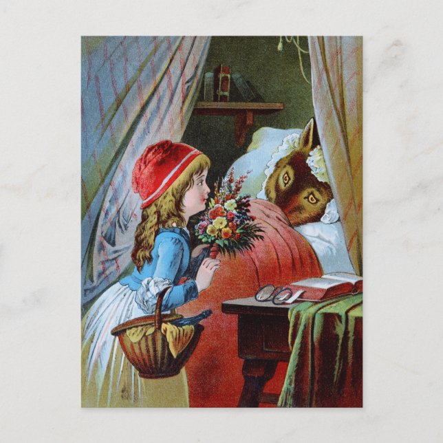 Wolf in Grandma Bed Postcard (Front)