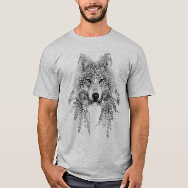 Wolf In Indigenous Apparel T-shirt (Front)