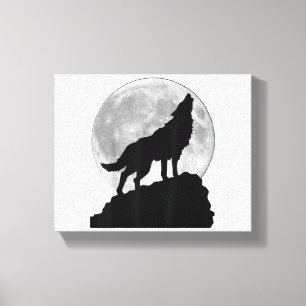 Wolf in moon light T Shirt - Cool full dog pup how Canvas Print