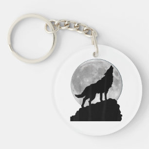 Wolf in moon light T Shirt - Cool full dog pup how Key Ring