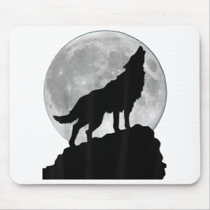 Wolf in moon light T Shirt - Cool full dog pup how Mouse Mat