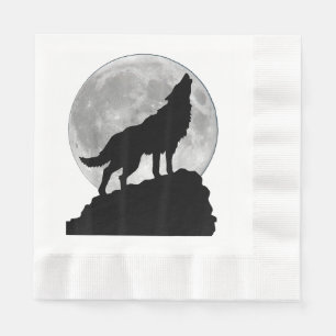Wolf in moon light T Shirt - Cool full dog pup how Napkin