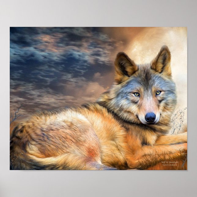 Wolf In Moonlight Fine Art Poster/Print Poster (Front)